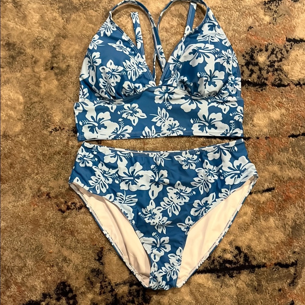 Blue Floral Bikini Set